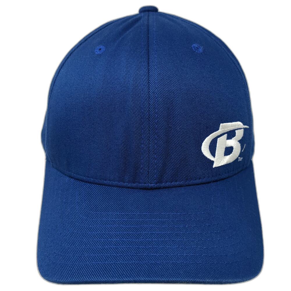 Flexfit Baseball Cap Blue XL Fitted Bodybuilding Logo Stretch Fit Hat